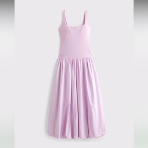 Abercrombie & Fitch Bubble Hem Midi Dress Soft Pink